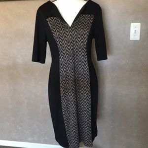 Connected Apparel Black V-Neck Dress